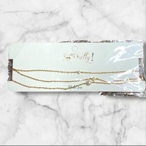 So Pretty Dainty Gold Pearl Choker Necklaces Layering Set For Women Nickel Free